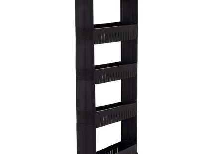 Keukentrolley | Keukentrolley Op Wieltjes | Badkamer Trolley | Opbergrek | 5 Niveaus | 131.5 x 54 x 12.5 cm | Zwart