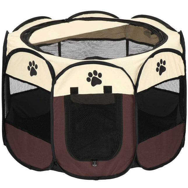 Puppyren | Hondenren | Opvouwbare dierenren | 73 cm | Bruin/Zwart/Beige