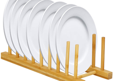 Bordenstandaard - Bordenhouder-  Afdruipen - Servies -  Organizer - 8 Vakken - Bamboe