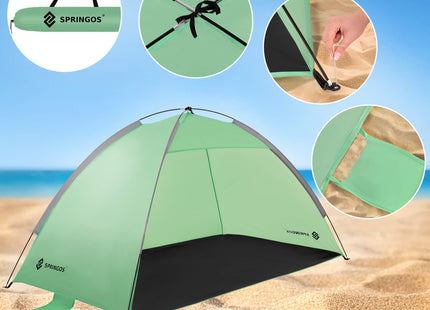 Strandtent | Tuintent | UV Filter | Inclusief Draagtas | 120 x 210 x 112 cm | Polyester | Polyethyleen | Groen | Zwart | Grijs