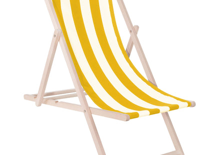 Strandstoel - Verstelbaar - Beukenhout - Hangemaakt - Geel/Wit
