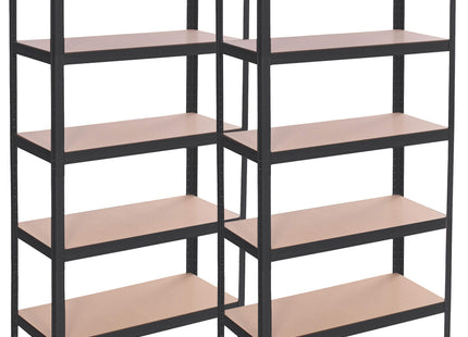 Opbergrek - Stellingkast - 675 KG - Metaal - 675 KG - Zwart - 150 x 75 x 30 cm - 2 Stuks