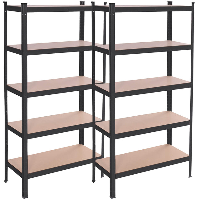 Opbergrek - Stellingkast - 675 KG - Metaal - 675 KG - Zwart - 150 x 75 x 30 cm - 2 Stuks