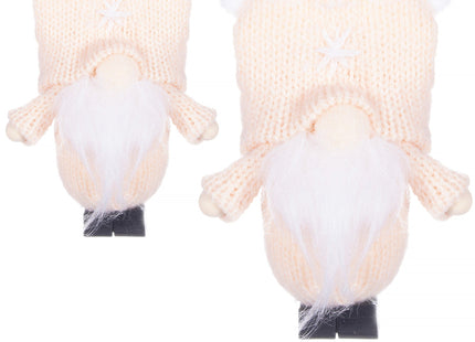 Kerstkabouter -  Kersthanger - Kerstdwerg - Kerstversiering - Crème - 8 cm