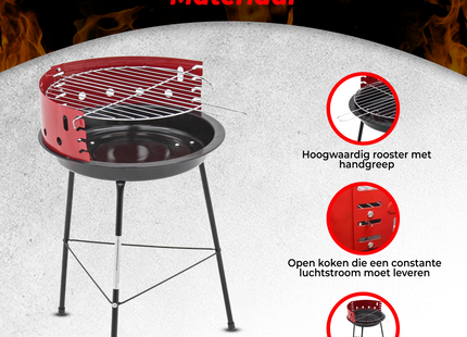 Barbecue  - BBQ - Grill - Windscherm -  Ø 37 Cm -  Rood/Zwart