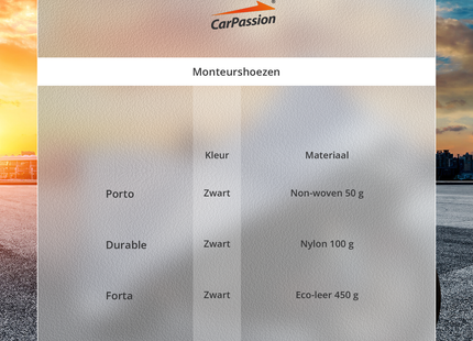 CarPassion Porto Monteurshoes - Beschermhoes - Waterdicht - Stijlvol - Universeel - Zwart
