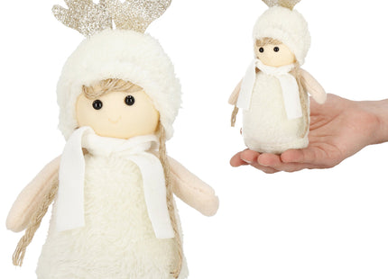 Kerstdame - Kerstversiering - Witte Rendierkabouter - 20 cm
