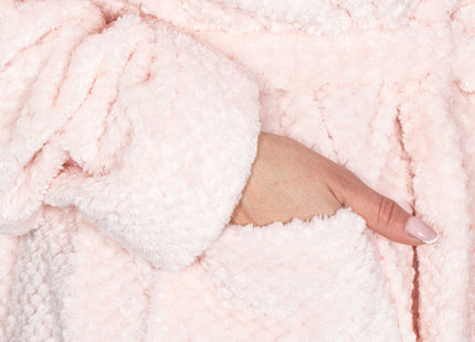 Badjas - Fleece - Roze - Capuchon - Riem - Maat S/M