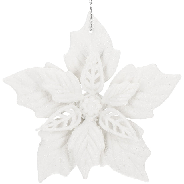 Kerstboomhanger | Ster van Bethlehem | Wit Glitter | 12 Cm