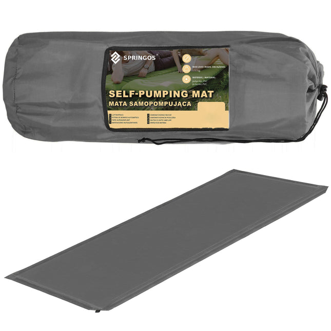 Slaapmat - Zelfopblazend - 180 cm - Inclusief Hoes - Grijs