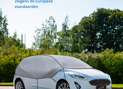 CarPassion Autohoes - Half Cover - Beschermhoes - Waterdicht &amp; Vorstbestendig - Maat S/M - Grijs - 275 x 70 cm