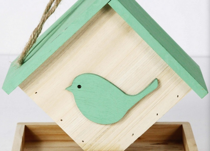 Vogelvoederhuisje - Vogelvoederplek - Vogelvoeding - Staand - Bruin - Groen - 17 x 17 x19 cm