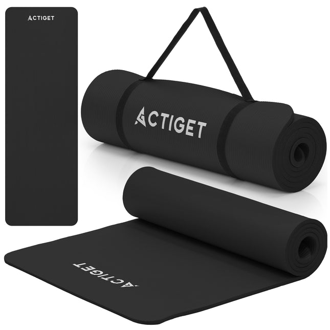 Actiget® Yogamat - Extra Dik - Inclusief Draagriem - 183 x 61 x 1,5 CM - Zwart