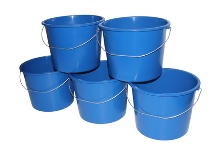 Emmers - Huishoudemmers - 10 liter - Set van 5 stuks - 8 Kleuren - Met handvat