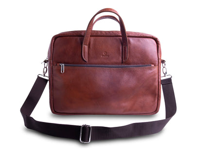 Leren Aktetas - Laptoptas - 14 inch - Bruin - 41 x 31 x 3,5 CM