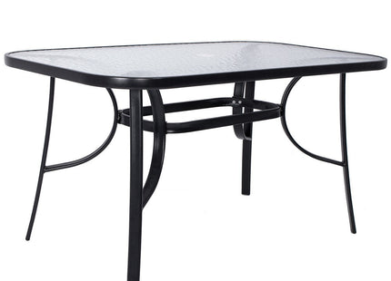 Tuintafel | 120 x 70 x 73 cm | Buitentafel | Eettafel Buiten | Metaal | Gehard Glas | Zwart
