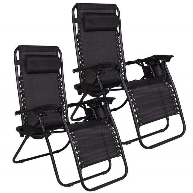 Tuinstoel 2 In 1 |Opvouwbaar | Ligstoel | Verstelbaar | Ergonomische Hoofdsteun | Zwart
