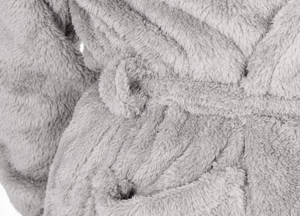 Badjas - Fleece - Lichtgrijs - Capuchon - Riem - Maat S/M