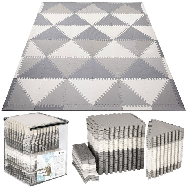 Speelmat | Speelmat Foam | Puzzelmat | 72 Puzzelstukken | 182 x 182 cm | Grijs/Wit/Grafiet