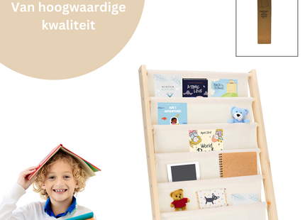 Boekenkast Kind - Hout - Linnen - 81 x 58,5 x 30 CM