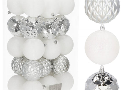 Kerstballen | 30 Stuks | 6 cm | Zilver/Wit