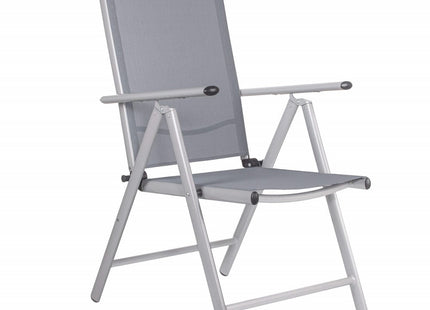 Tuinstoel | Tuinstoelen | Verstelbare Rugleuning | Inklapbaar | Aluminium & Textileen | Grijs