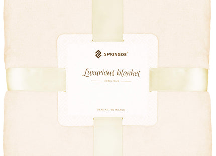 Plaid | Sprei | Deken | 220 x 200 cm | Pluche | Crème