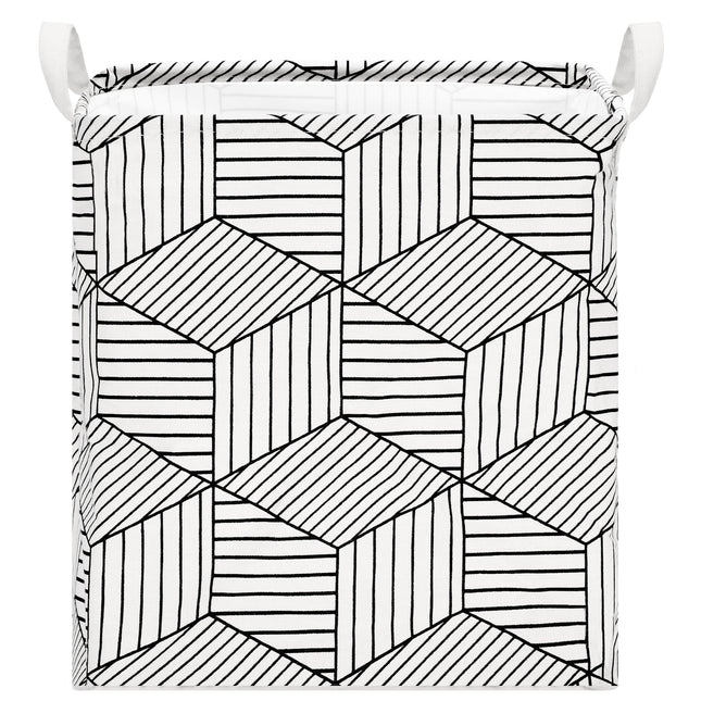 Opbergmand - Speelgoedmand - Kledingmand - Organizer - Handvatten - Wit - Zwart