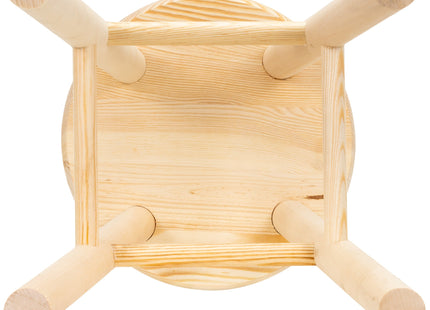 Kruk - Bijzet Krukje - Grenenhout - Lichtbruin - Rond - 120 Kg - 44 Cm