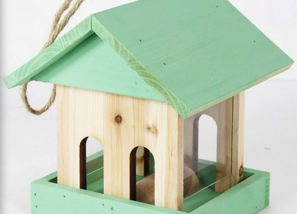 Vogelvoederstation - Voerbak - Hout - Groen - 19 x 16 x 13.5 cm