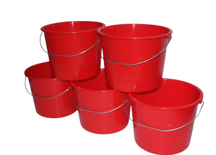 Emmers - Huishoudemmers - 10 liter - Set van 5 stuks - 8 Kleuren - Met handvat