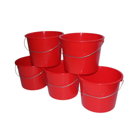 Emmers - Huishoudemmers - 10 liter - Set van 5 stuks - Met handvat - 8 kleuren