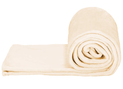 Plaid | Sprei | Deken | 220 x 200 cm | Pluche | Crème