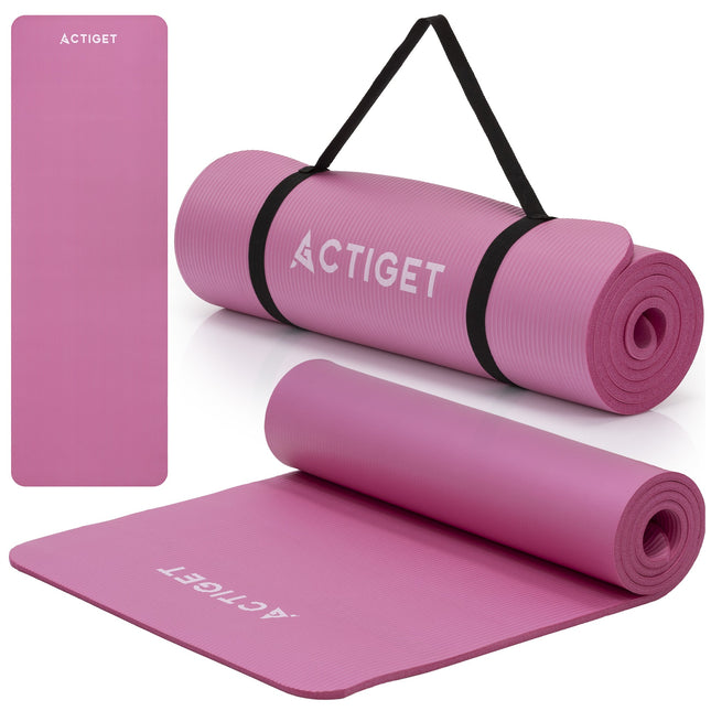 Actiget® Yogamat - Extra Dik - Inclusief Draagriem - 183 x 61 x 1 CM - Roze