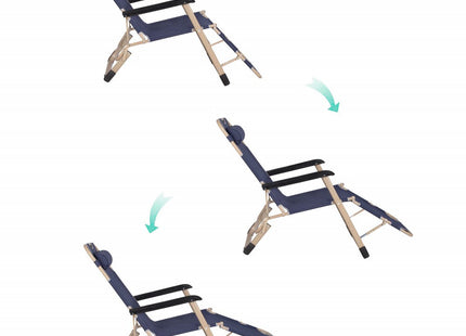 Tuinstoel | Ligstoel | Ligbed | Verstelbaar | Hoofdsteun | Marineblauw/Crème