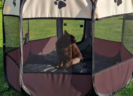 Puppyren | Hondenren | Opvouwbare dierenren | 73 cm | Bruin/Zwart/Beige
