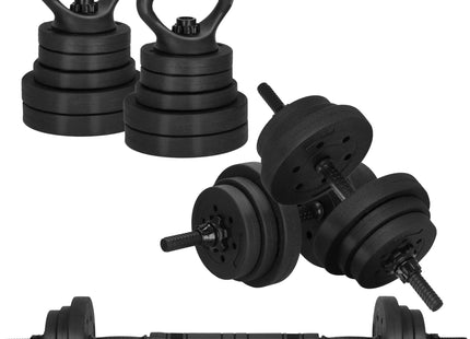 Dumbbellset - 6 in 1 Springos Kettlebell Pro Set - 20 KG - Halter Verlengstuk - Verstelbaar - Complete Set - Thuis Sporten - Zwart