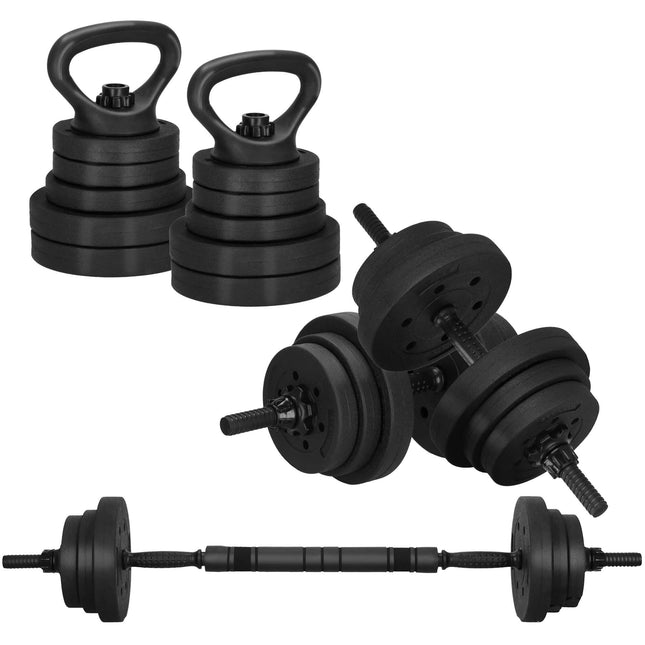 Dumbbellset - 6 in 1 Springos Kettlebell Pro Set - 20 KG - Halter Verlengstuk - Verstelbaar - Complete Set - Thuis Sporten - Zwart