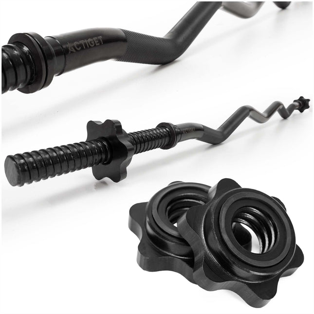 Actiget® Curlstang | Halterstang | Barbell | Chroomstaal | Verbogen | 120 cm | 25 mm | 2 Klemmen