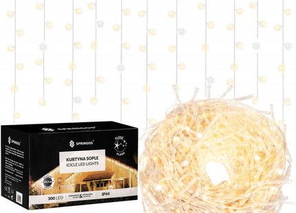 IJspegel Verlichting | 12 m + 2.5 m Snoer | 300 LED | Warm Wit | Koppelbaar | Flash