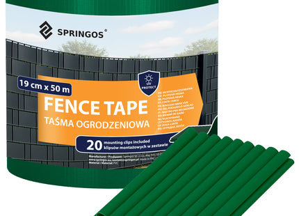 Vlechtband | Privacyfolie | Vlechtband Voor Tuinafsluiting | PVC | 50 m | 450 g/m² | 19 Cm | Groen