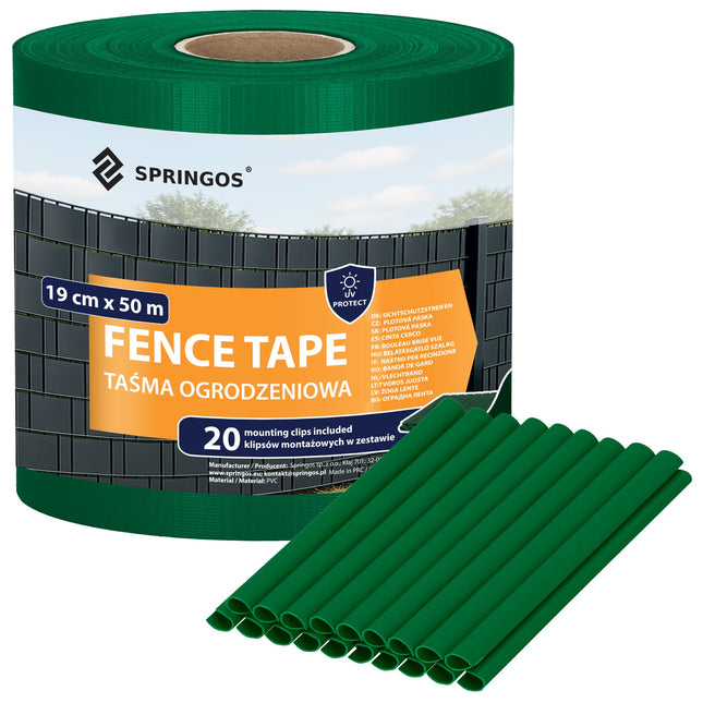 Vlechtband | Privacyfolie | Vlechtband Voor Tuinafsluiting | PVC | 50 m | 450 g/m² | 19 Cm | Groen