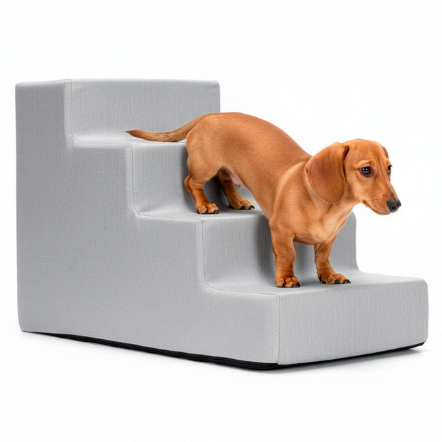 Hondentrap - Hondenloopplank - 4 Hellingen - Opstapje - Voor Grote en Kleine Honden - Zachtgrijs - 40 Cm