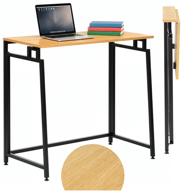 Bureau – Werkbureau – Computer Bureau – Bureautafel – Opklapbaar – 80 X 75 X 40 CM – 30 Kg - industriële - Zwart/Bruin