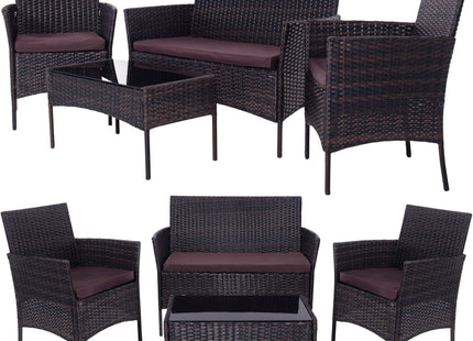 Tuinset - 4 Delig - Stoelen - Bank - Tafel - Rotan - Bruin
