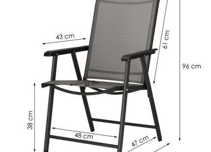 Tuinstoel | Tuinstoelen | Inklapbaar | Aluminium & Textileen | Zwart/Grijs