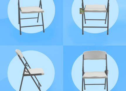 Klapstoel - Vouwstoel - Kampeerstoel - Opvouwbaar - Stoel - Kunststof - Waterbestendig - Wit - Grijs - Voor Binnen en Buiten - 4 Stuks