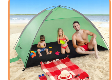 Strandtent | Tuintent | UV Filter | Inclusief Draagtas | 120 x 210 x 112 cm | Polyester | Polyethyleen | Groen | Zwart | Grijs