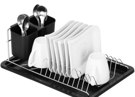 Afdruiprek - Staal - Kunststof - Zwart - 19x40x12,5 cm