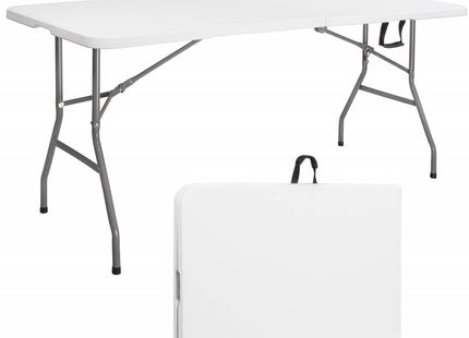 Klaptafel | Vouwtafel | Kampeertafel | Inklapbaar | Draagbaar | 180 x 75 cm | Wit/Grijs